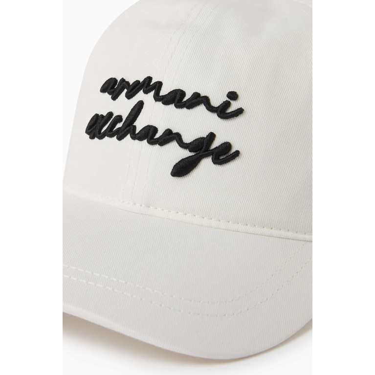 Armani Exchange - AX Lettering Logo Baseball Hat in Twill White