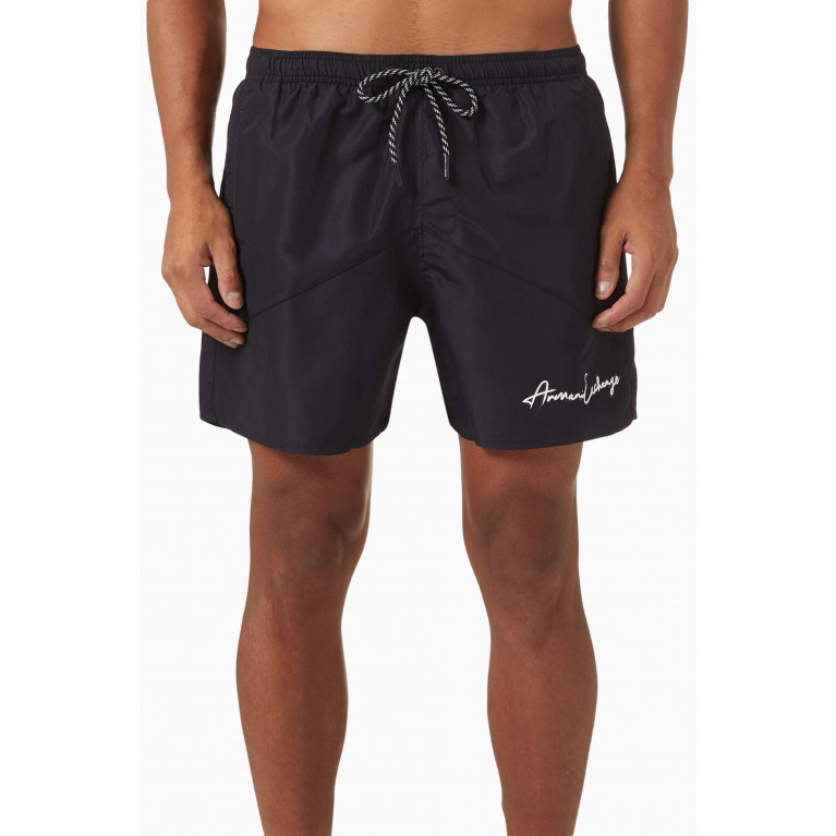 Armani Exchange - Signature Logo Swim Shorts in Nylon Blue