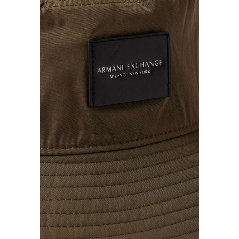 Armani Exchange - AX Logo Bucket Hat in Twill Brown