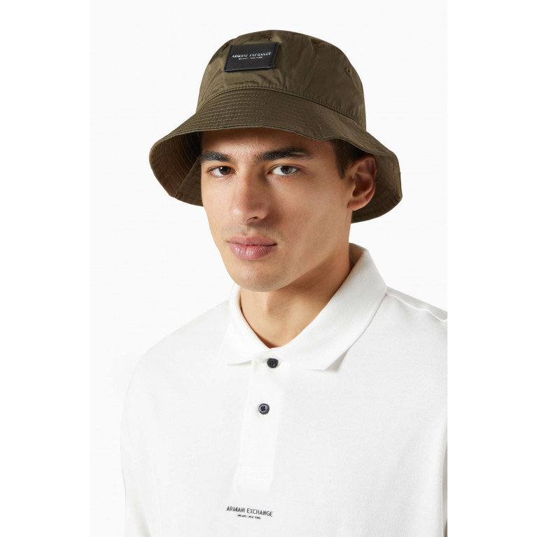 Armani Exchange - AX Logo Bucket Hat in Twill Brown