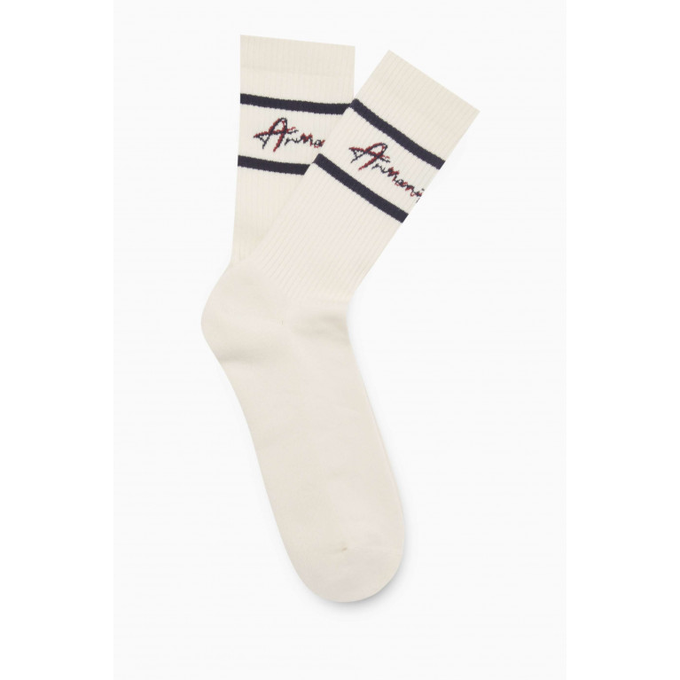 Armani Exchange - AX Logo Socks in Cotton White