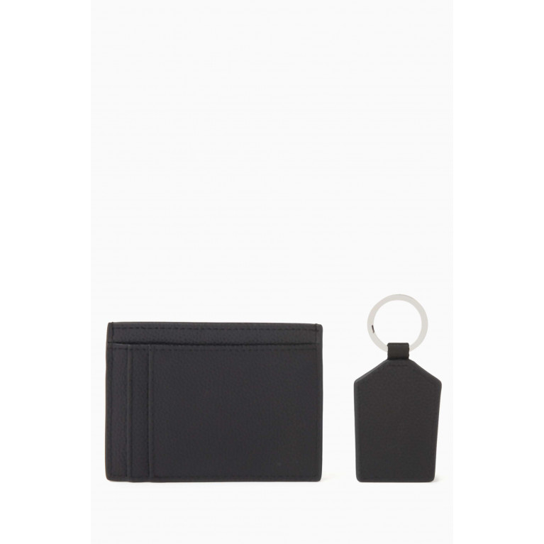 Armani Exchange - Logo Card Holder & Key Ring Set in Leather