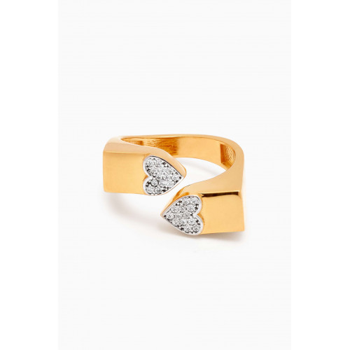 MER"S - Double Heart Ring in 24kt Gold-plated Sterling Silver
