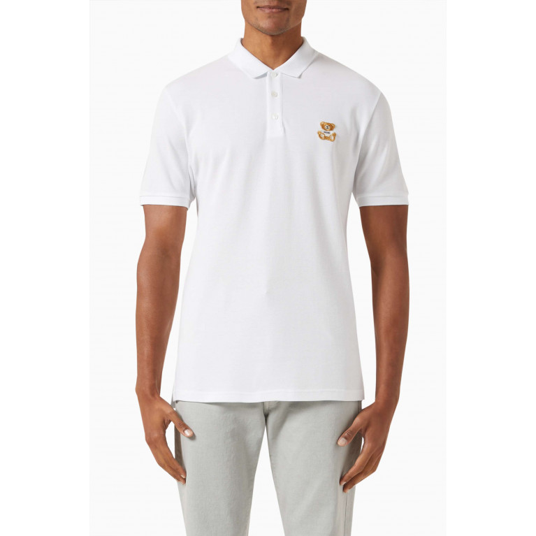Moschino - Teddy Patch Polo Shirt in Cotton Piqué White
