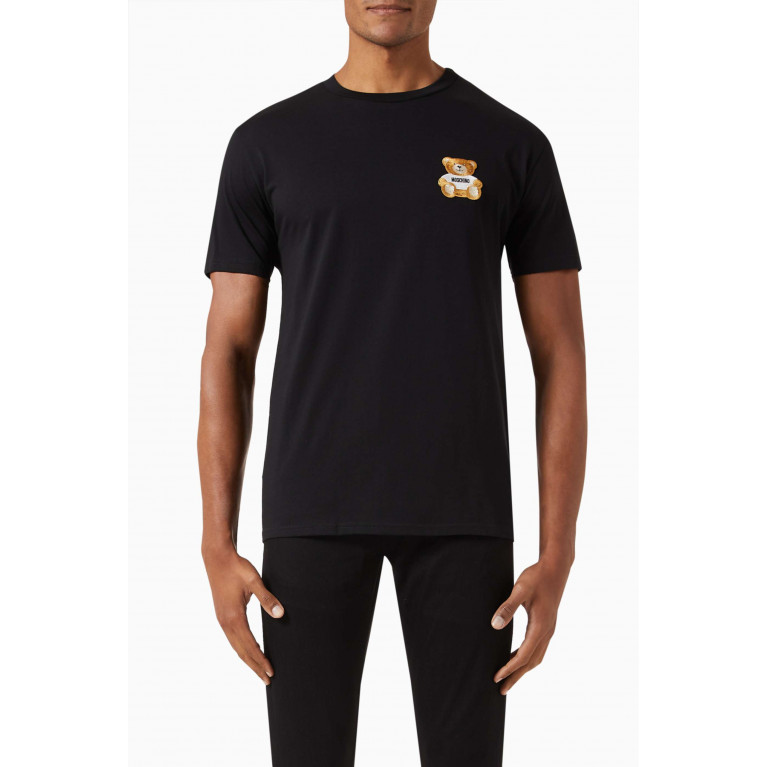 Moschino - Teddy Patch T-shirt in Cotton Jersey Black
