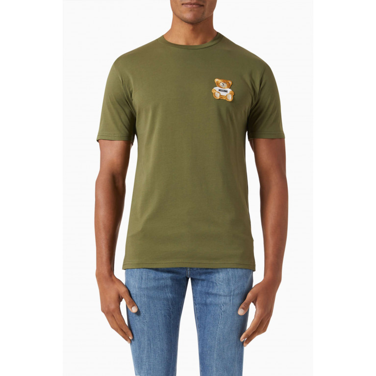 Moschino - Teddy Patch T-shirt in Cotton Jersey Green