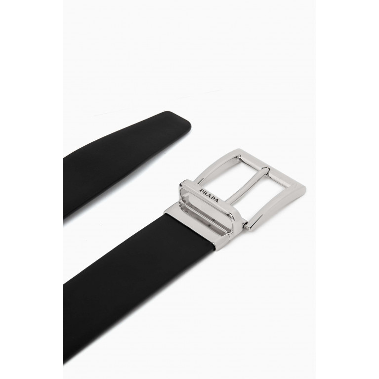 Prada - Square Buckle Reversible Belt in Leather