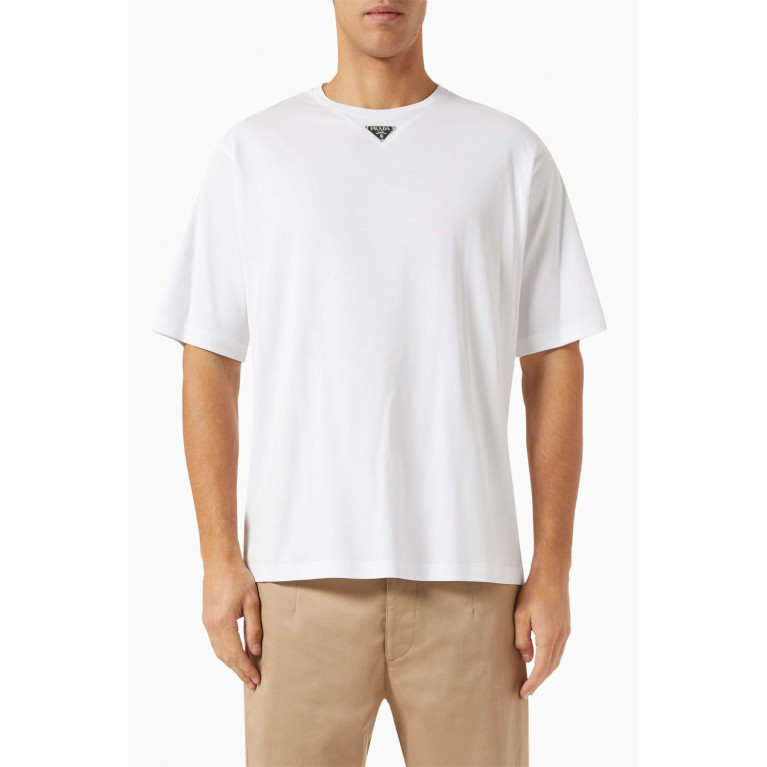 Prada - Logo T-shirt in Cotton Interlock White