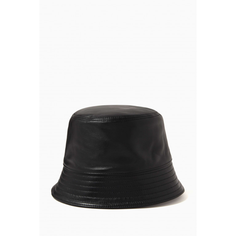 Prada - Logo Bucket Hat in Leather