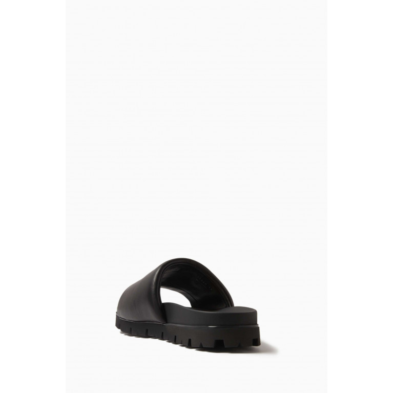 Prada - Logo Padded Slides in Nappa Leather