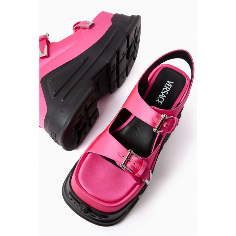 Versace - Medusa Anthem 120 Double Platform Sandals in Satin