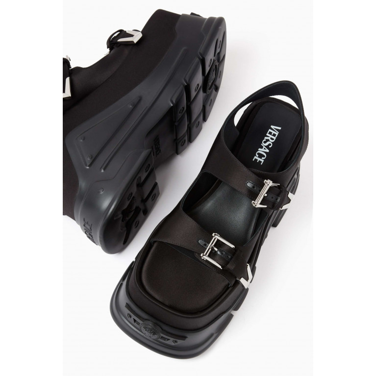 Versace - Medusa Anthem 120 Double Platform Sandals in Satin