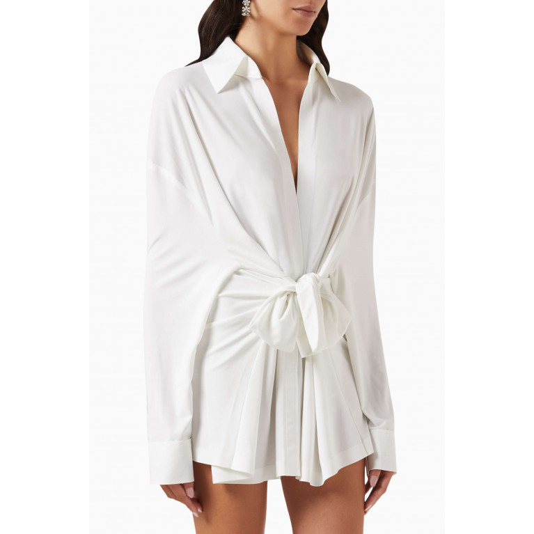 Norma Kamali - Oversized Tie-front Shirt in Stretch Lycra