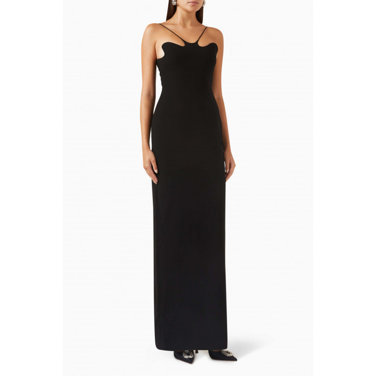 Monot - Wave-neck Maxi Dress in Crepe