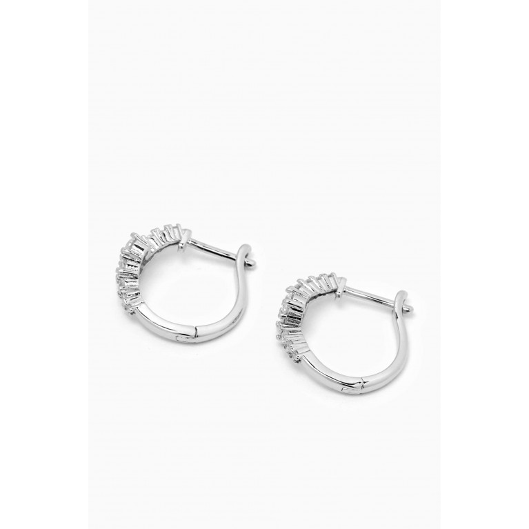 CZ by Kenneth Jay Lane - Bypass Huggies in Rhodium-plated Brass