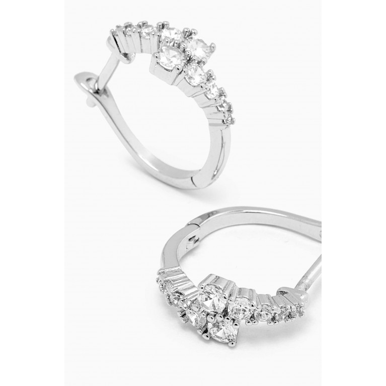 CZ by Kenneth Jay Lane - Bypass Huggies in Rhodium-plated Brass