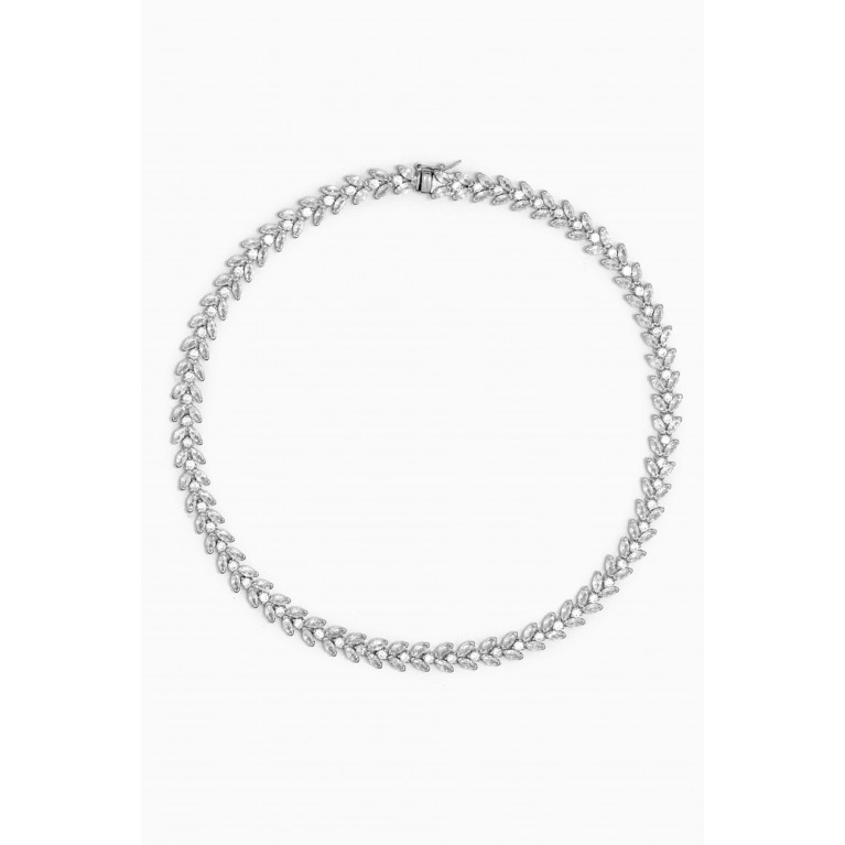 CZ by Kenneth Jay Lane - Marquis Necklace in Rhodium-plated Brass