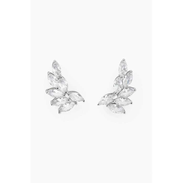 CZ by Kenneth Jay Lane - Marquis Earrings in Rhodium-plated Brass