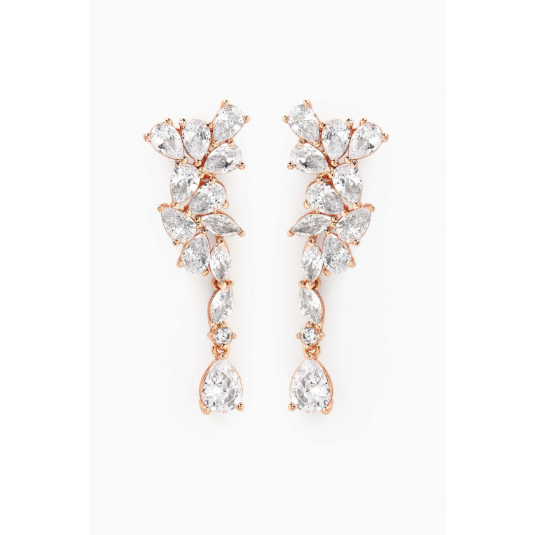 CZ by Kenneth Jay Lane - Marquis Waterfall Drop Earrings in 18kt Rose Gold-plated Brass Rose Gold