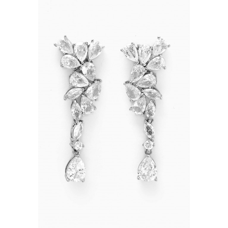 CZ by Kenneth Jay Lane - Marquis Waterfall Drop Earrings in Rhodium-plated Brass