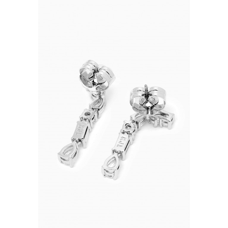 CZ by Kenneth Jay Lane - Multi-shape Half Crawler Earrings in Rhodium-plated Brass