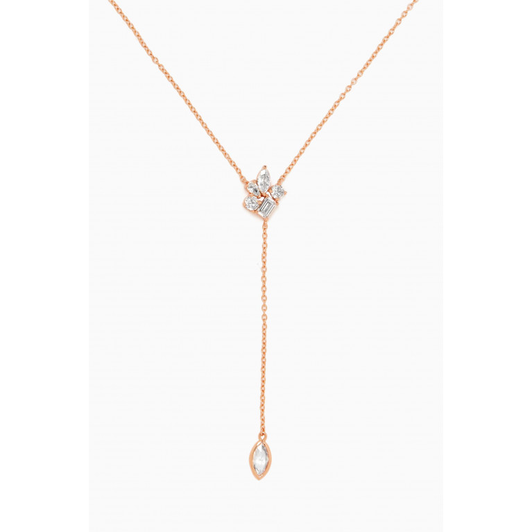 CZ by Kenneth Jay Lane - Multi-shape Y Necklace in Rose Gold-plated Brass Rose Gold