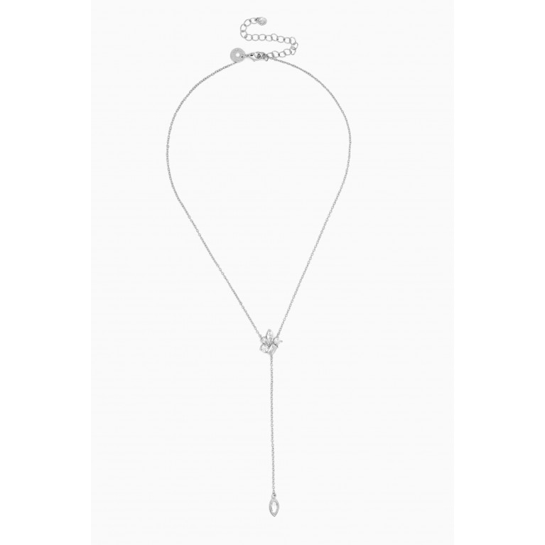 CZ by Kenneth Jay Lane - Multi-shape Y Necklace in Rhodium-plated Brass