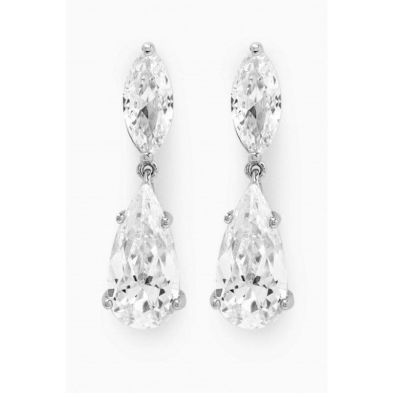 CZ by Kenneth Jay Lane - Marquis Drop Earrings in Rhodium-plated Brass
