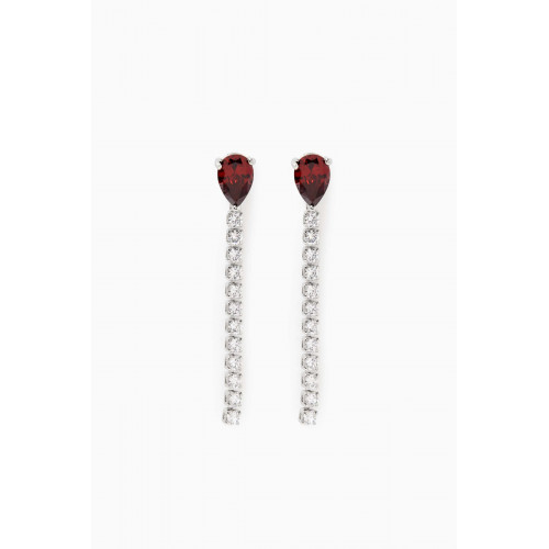 CZ by Kenneth Jay Lane - Flexi Straight Line Drop Earrings in Rhodium-plated Brass Red