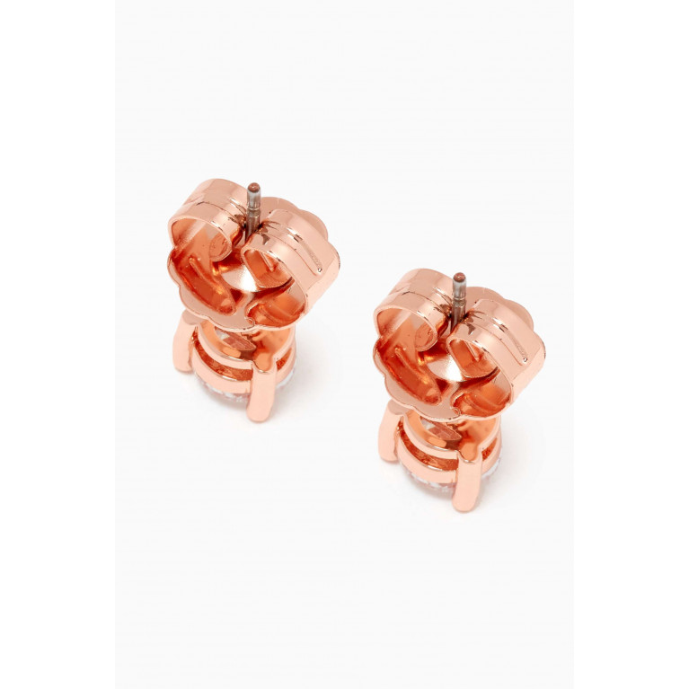 CZ by Kenneth Jay Lane - Round Stud Earrings & Necklace in Rose Gold-plated Brass