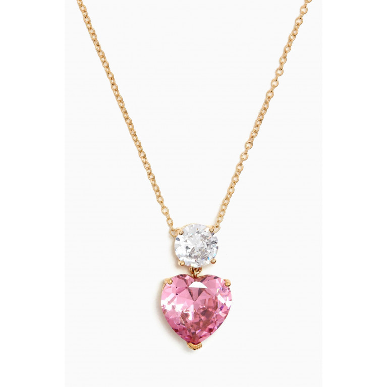 CZ by Kenneth Jay Lane - Heart Pendant Necklace in 14kt Gold-plated Brass
