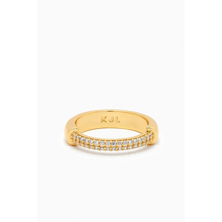CZ by Kenneth Jay Lane - Half Pavé Ring in 14kt Gold-plated Brass