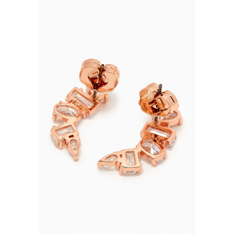 CZ by Kenneth Jay Lane - Curve Crawler Earrings in Rose Gold-plated Brass