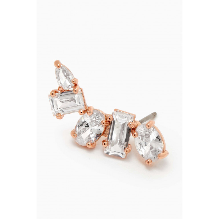 CZ by Kenneth Jay Lane - Curve Crawler Earrings in Rose Gold-plated Brass