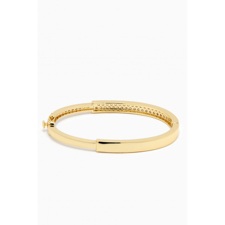 CZ by Kenneth Jay Lane - Pavé Hinge Lock Bangle in 14kt Gold-plated Brass