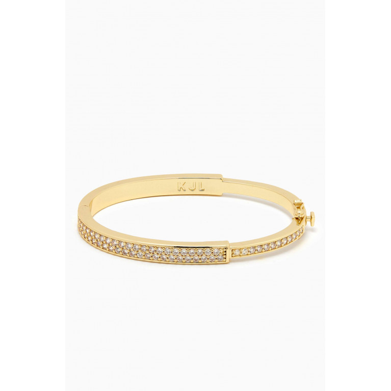 CZ by Kenneth Jay Lane - Pavé Hinge Lock Bangle in 14kt Gold-plated Brass
