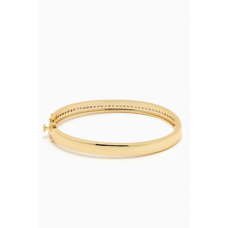 CZ by Kenneth Jay Lane - Centre-line Hinge Lock Bangle in 14kt Gold-plated Brass