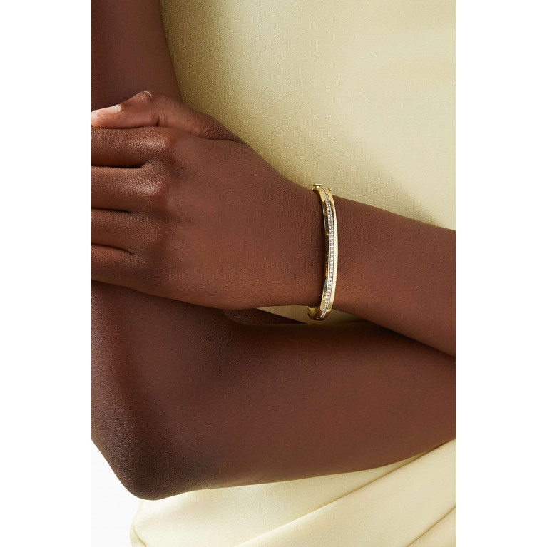 CZ by Kenneth Jay Lane - Centre-line Hinge Lock Bangle in 14kt Gold-plated Brass