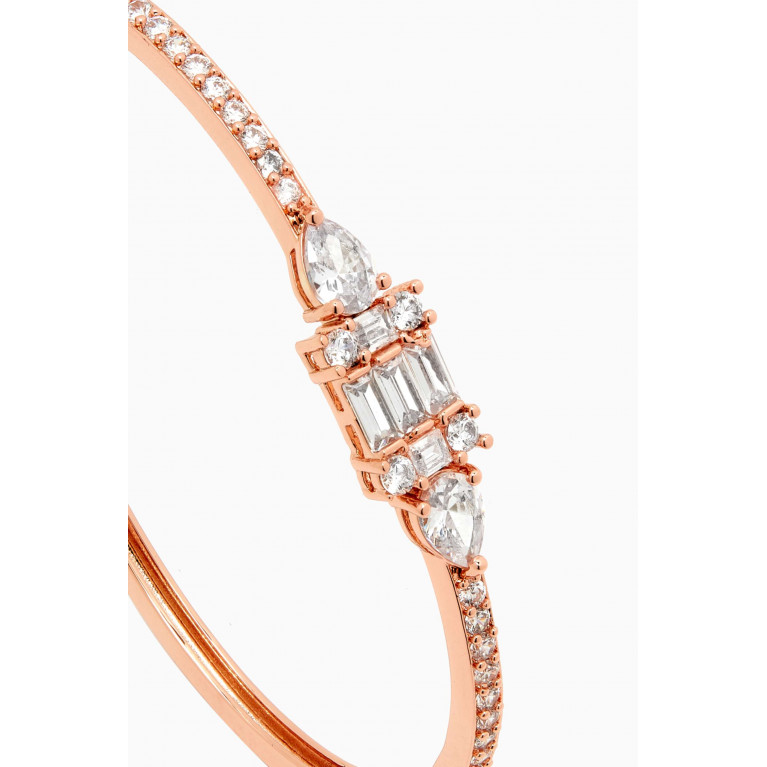 CZ by Kenneth Jay Lane - Baguette & Pear Pavé Bangle in Rose Gold-plated Brass