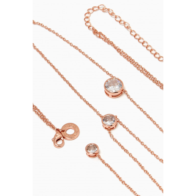 CZ by Kenneth Jay Lane - Layered Round-bezel Necklace in Rose Gold-plated Brass