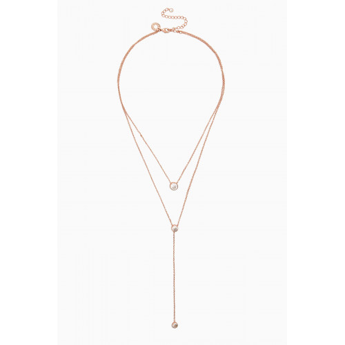 CZ by Kenneth Jay Lane - Layered Round-bezel Necklace in Rose Gold-plated Brass