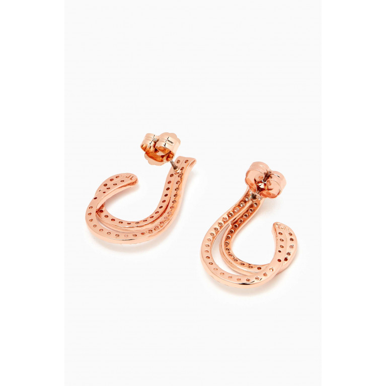 CZ by Kenneth Jay Lane - Loop Curved Earrings in Rose Gold-plated Brass