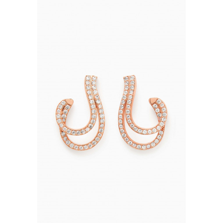 CZ by Kenneth Jay Lane - Loop Curved Earrings in Rose Gold-plated Brass