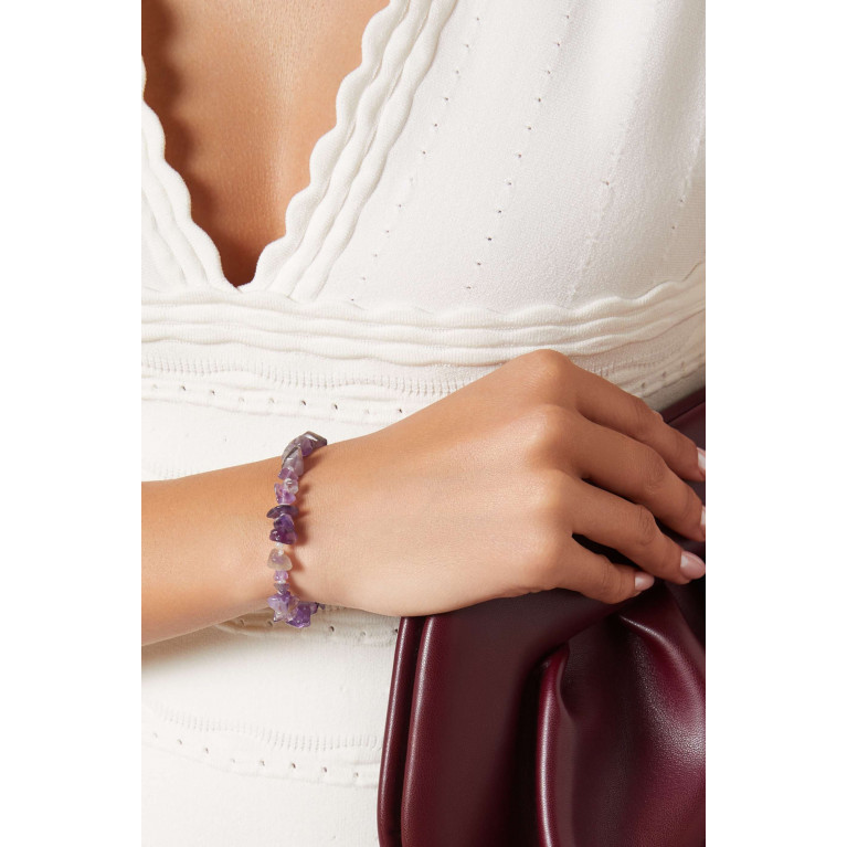 T Balance - Pure Amethyst Crystal Healing Bracelet Purple