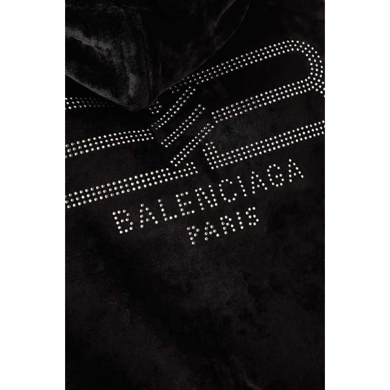 Balenciaga - BB Paris Strass Zip-up Hoodie in Velvet-jersey