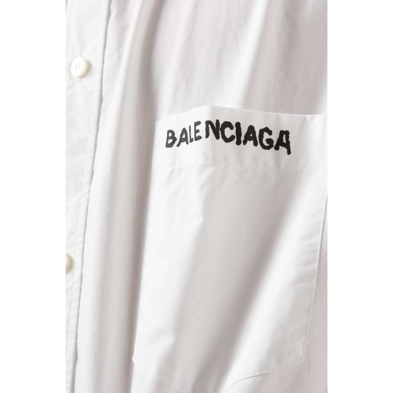 Balenciaga - Hand Drawn Logo Print Shirt in Cotton Poplin
