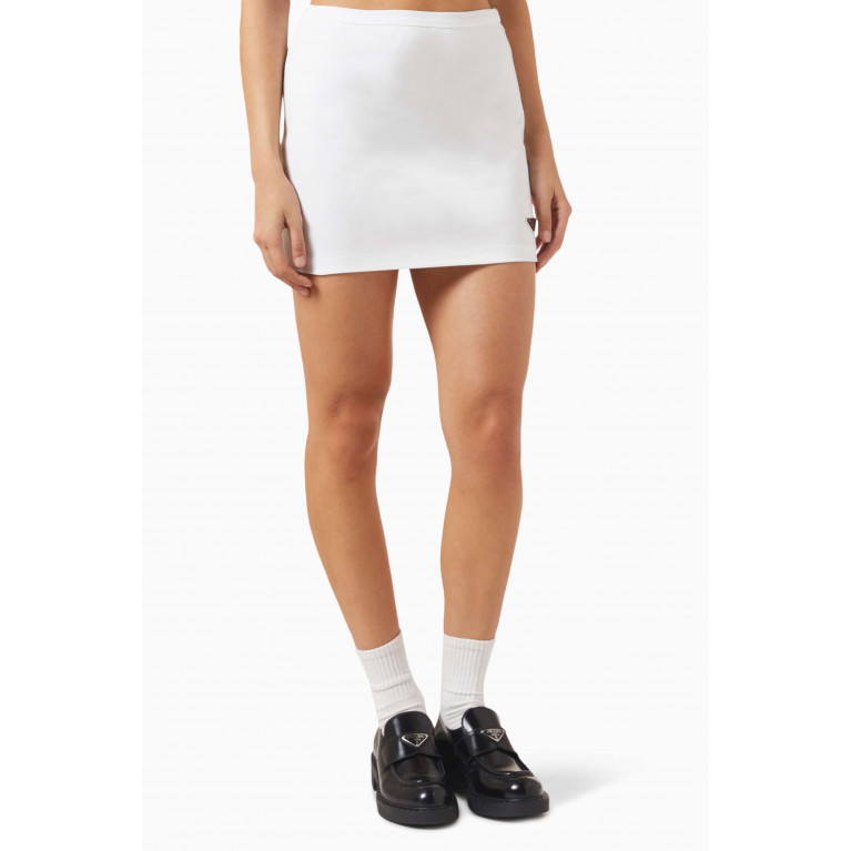Prada - Logo Plaque Mini Skirt in Cotton-jersey