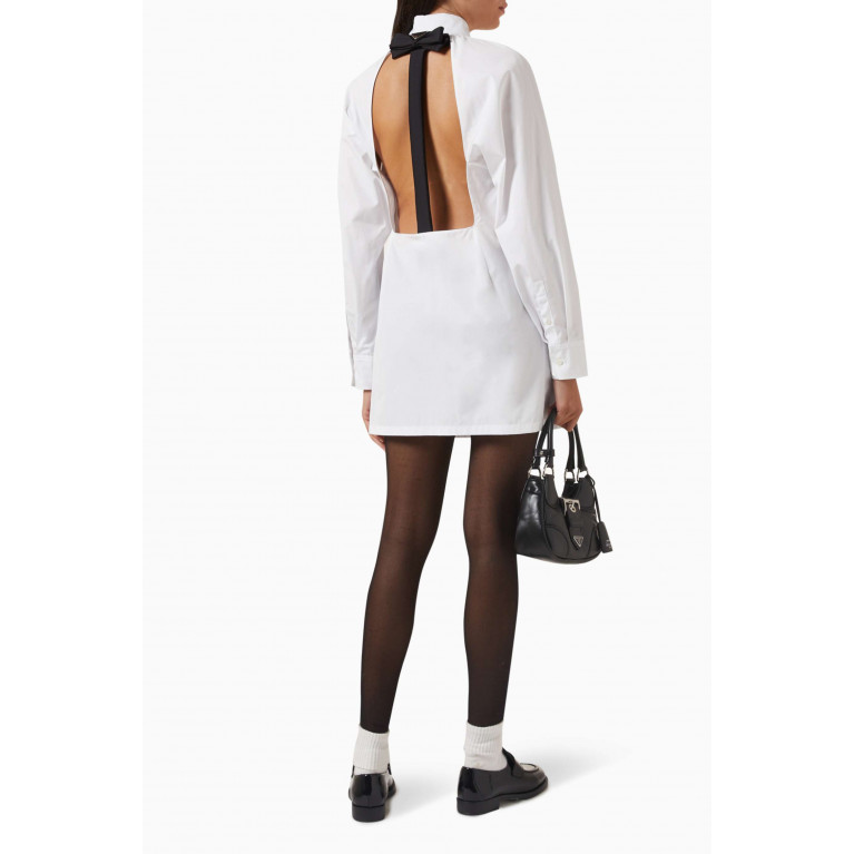 Prada - Open-back Mini Shirt Dress in Cotton-poplin