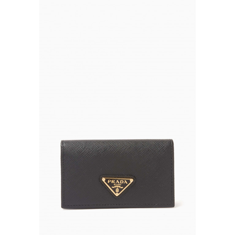 Prada - Logo-detail Wallet in Saffiano Leather Black