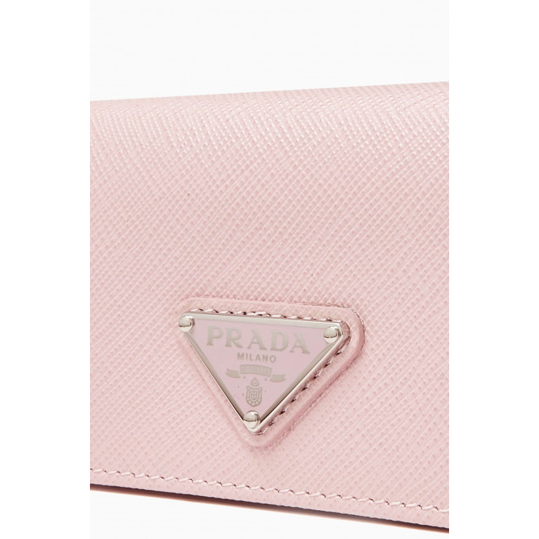 Prada - Logo-detail Wallet in Saffiano Leather Pink